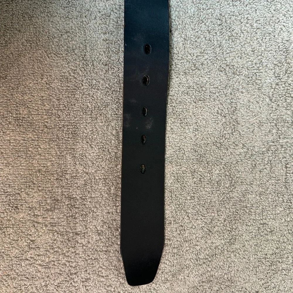 Timberland Mens Genuine Leather Belt Black Silver Buckle Size 36 Casual Rugged